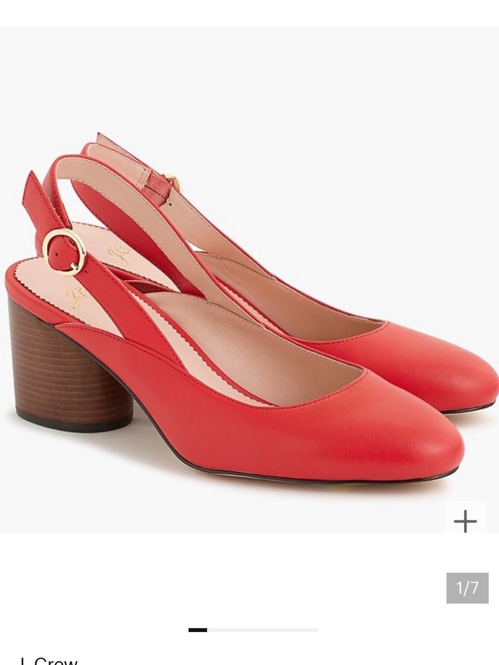 J. Crew Red Leather Slingback Block Heels